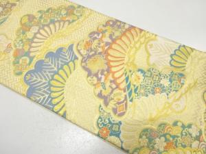 金糸　笠松に宝尽くし・桐模様織り出し　袋帯